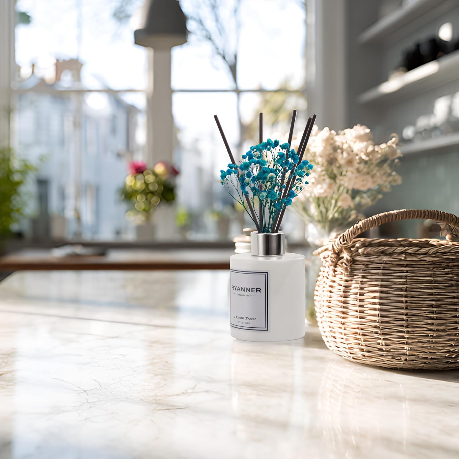 Ocean Breeze Reed Diffuser Set with Essential Oil