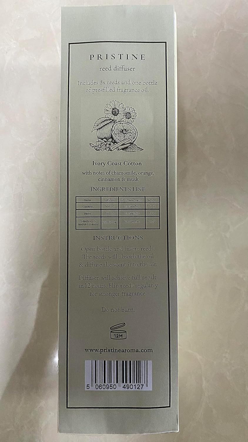 Pristine Ivory Coast Cotton Inspired by Hyatt Hotel Scent Reed Diffuser Set