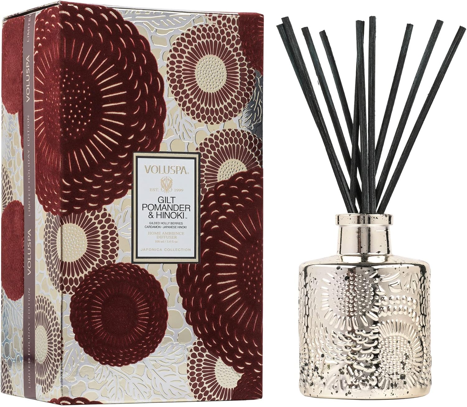 Voluspa Gilt Pomander Hinoki Reed Diffuser 34 Oz