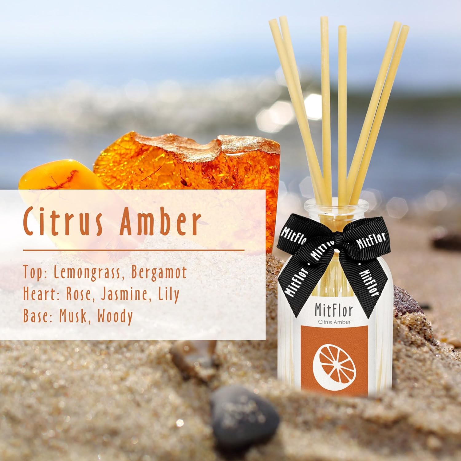 Citrus Amber Reed Diffuser Set by MitFlor