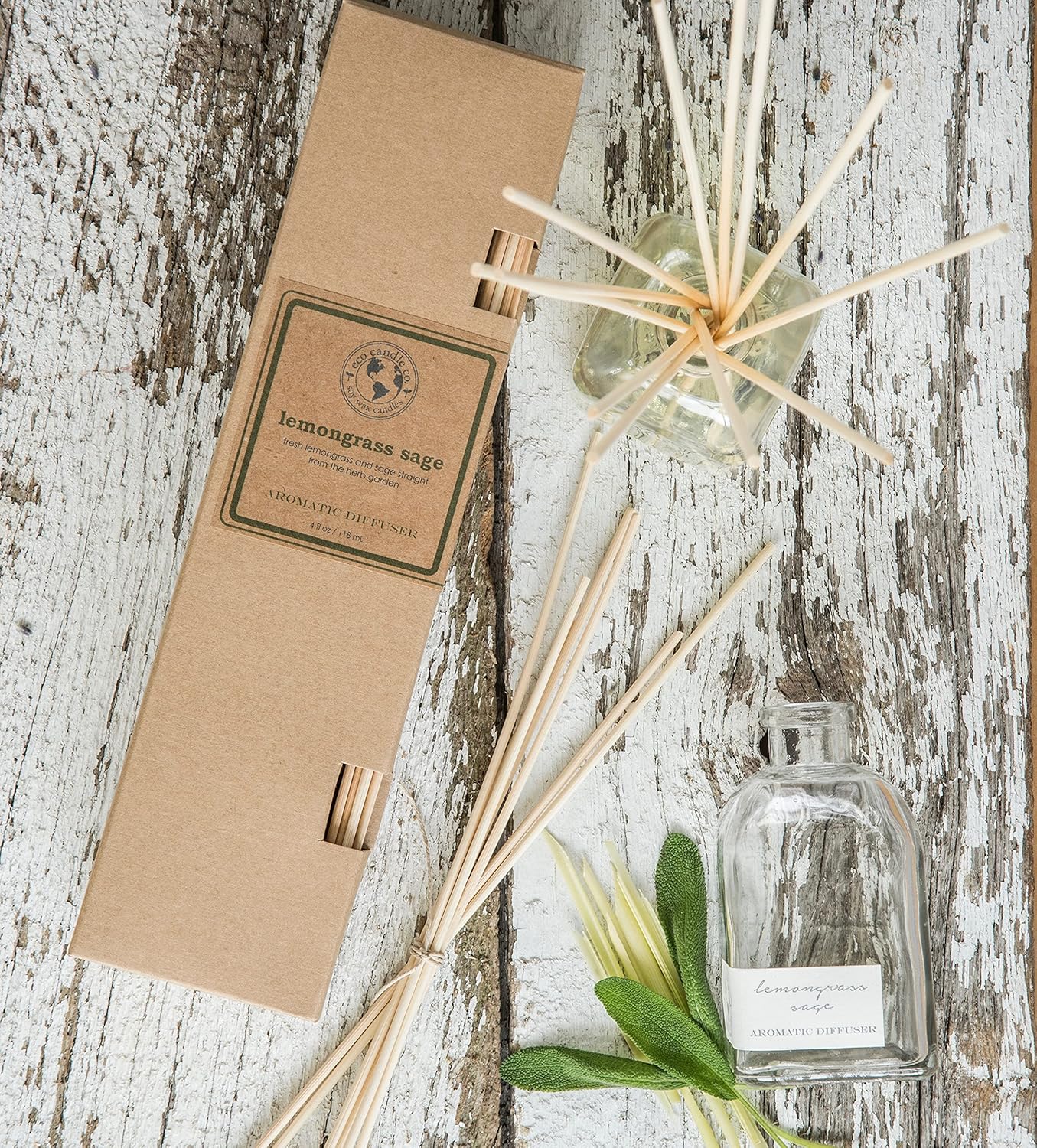 Eco Candle Co Reed Diffuser Set Vanilla Grapefruit 4 oz